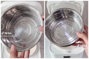Bukan pakai sabun, ini cara mudah membersihkan noda bekas air membandel di saringan kukusan