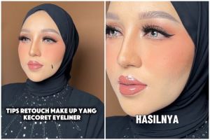 Bukan pakai micellar water, trik retouch makeup akibat kecoret eyeliner ini sat set cuma 4 langkah