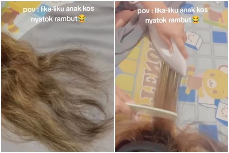 Anak kos ngide catok rambut pakai setrika ini bikin melongo, ekstrem tapi hasilnya tak mengecewakan