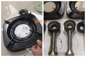 Cara mudah bersihkan kerak membandel di kompor gas dengan satu bahan dapur