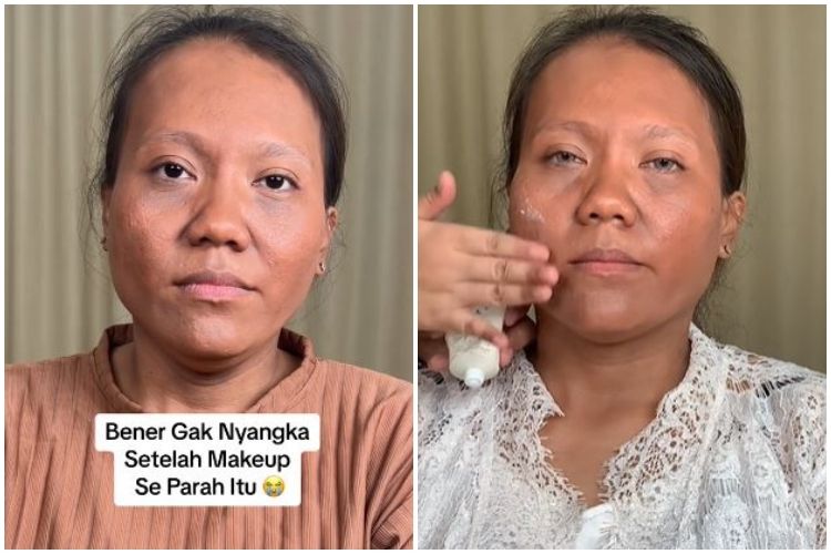 Transformasi emak-emak kantung mata gelap usai dirias bold ini bak beda orang, hasilnya mirip Barbie