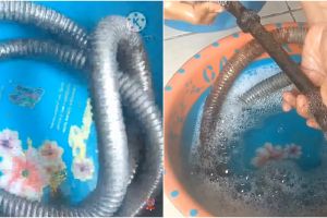 Trik menghilangkan noda hitam berkerak di selang gas LPG, kinclong seperti baru lagi