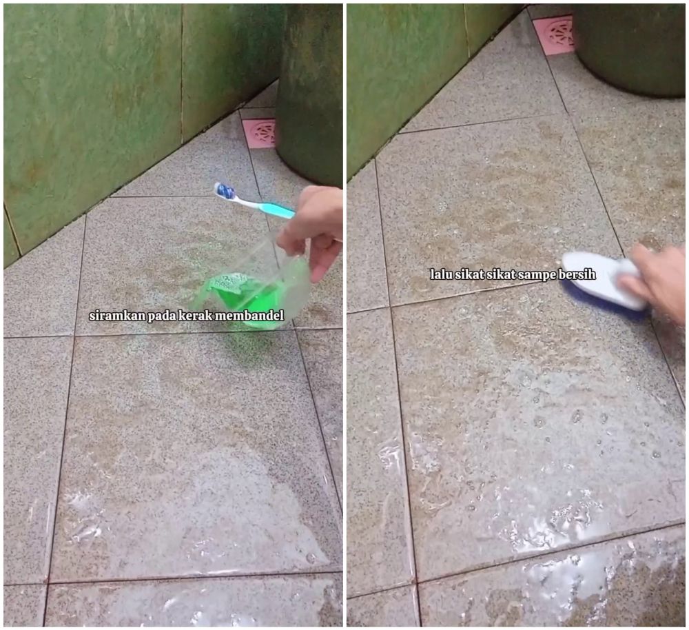Bukan ditambah soda kue, begini trik hilangkan kerak dekil di lantai kamar mandi guna 1 bahan dapur
