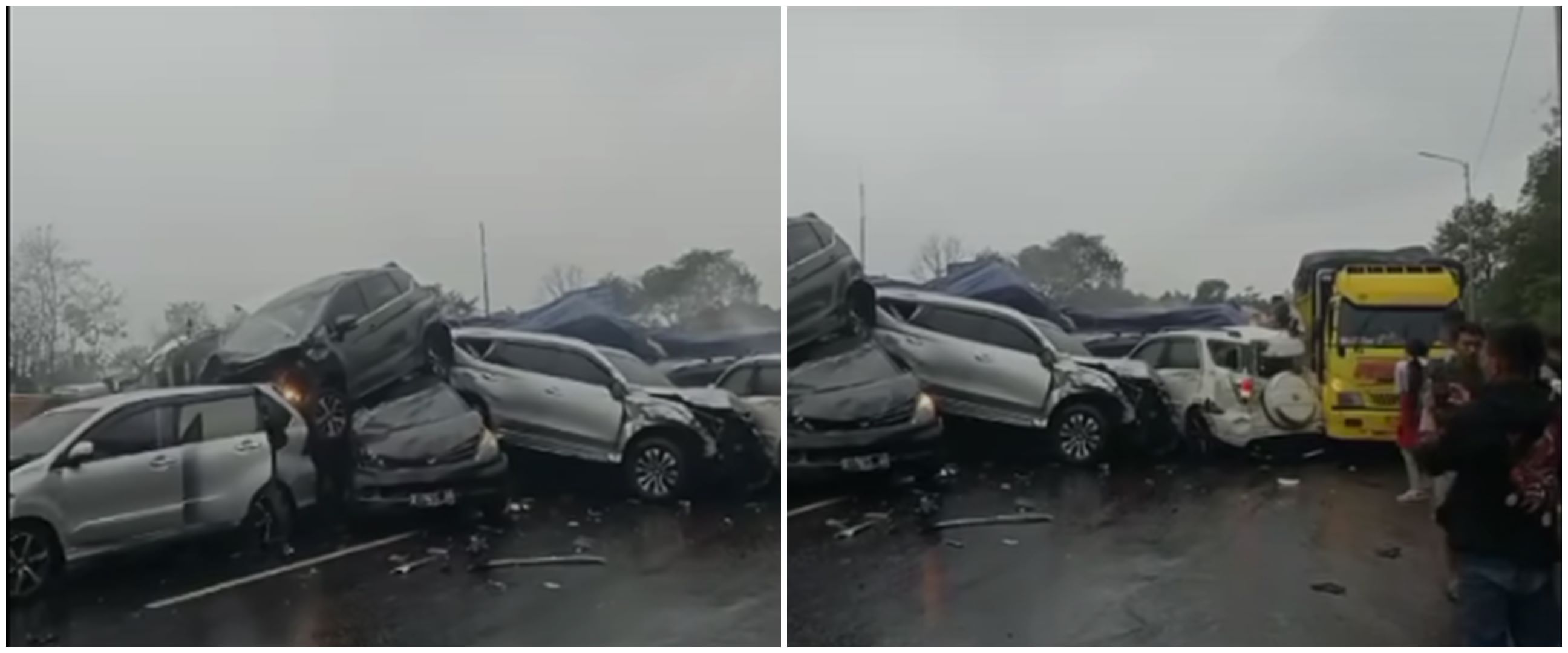Detik-detik truk diduga alami rem blong, akibatkan kecelakaan beruntun di Tol Cipularang KM 92