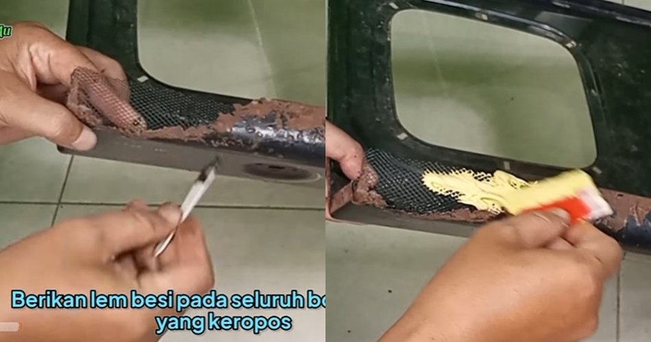 Tak butuh alat las, begini trik perbaiki body kompor yang sudah keropos jadi kuat lagi