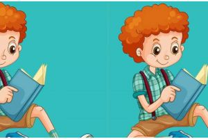 Ilusi optik, temukan 3 perbedaan pada gambar anak laki-laki sedang membaca buku