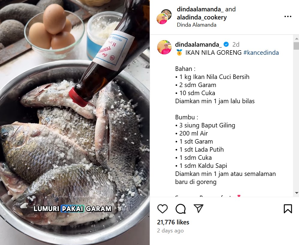 Trik mengolah ikan nila agar tak amis dan bau tanah, kuncinya ada di 2 bahan dapur ini