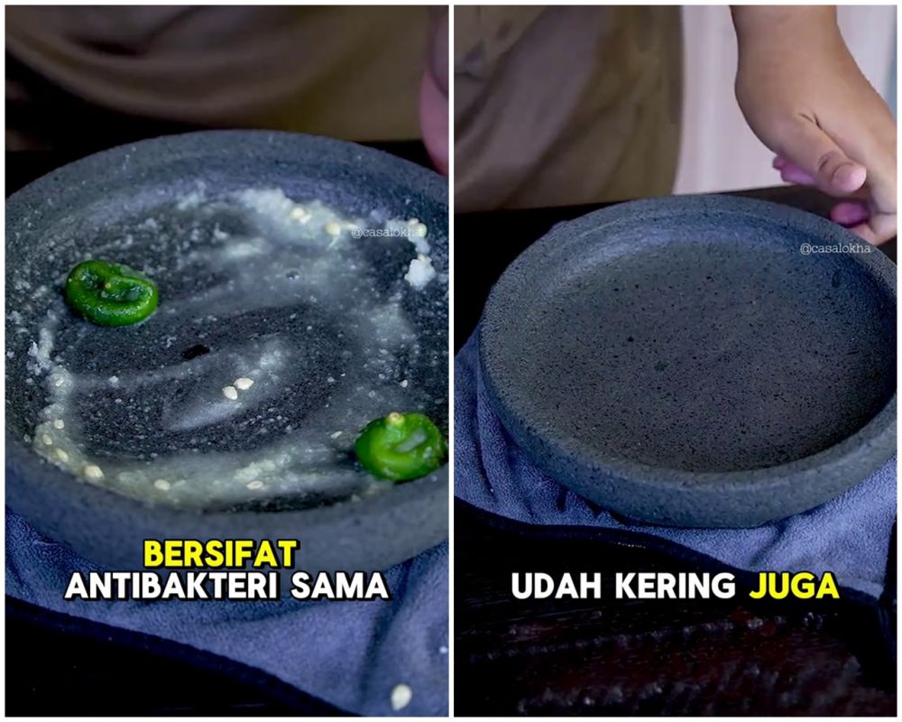 Cobek batu telanjur jamuran? Begini cara membersihkannya agar lebih steril dan aman dipakai