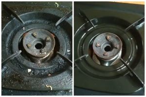 Tanpa campuran cuka dan baking soda, begini cara hilangkan kerak berminyak di tungku kompor gas