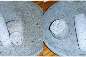 Jangan buru-buru dibuang, begini cara memperbaiki ulekan cobek batu yang patah