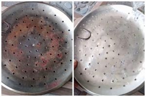 Jangan dibuang, ini cara mengubah saringan kukusan berkarat supaya mengilap lagi pakai 2 bahan dapur