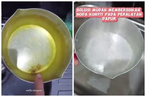 Bukan pakai sabun cuci piring, ini trik bersihkan kerak kunyit di panci cuma dengan 1 bahan sederhana