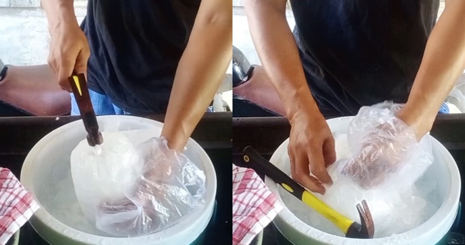 Trik ampuh memecahkan es batu dalam plastik, hancur tanpa berantakan