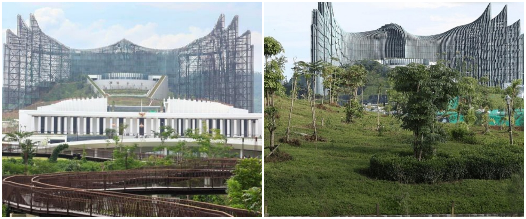 Viral potret Istana Presiden di IKN malam hari usai hujan, suasananya disebut seram bak di Gotham City
