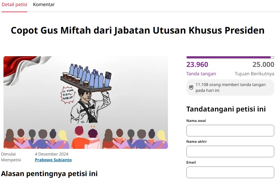 7 Kronologi Gus Miftah hina penjual es teh berujung 7 petisi copot dari jabatan Utusan Khusus Presiden