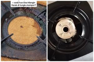 Tanpa direndam, ini trik cepat bersihkan tatakan kompor gas berkerak tebal cuma dengan 2 bahan dapur