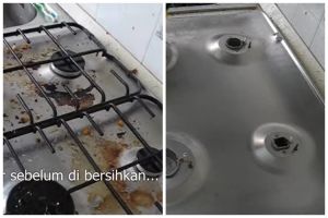 Trik hilangkan kerak makanan bekas masak di kompor gas, cukup andalkan satu bahan dapur