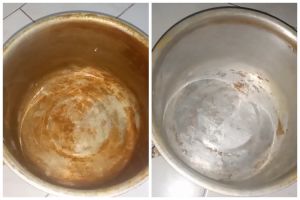 Trik hilangkan noda kunyit membandel di dalam panci pakai 2 bahan, berubah putih seperti baru lagi