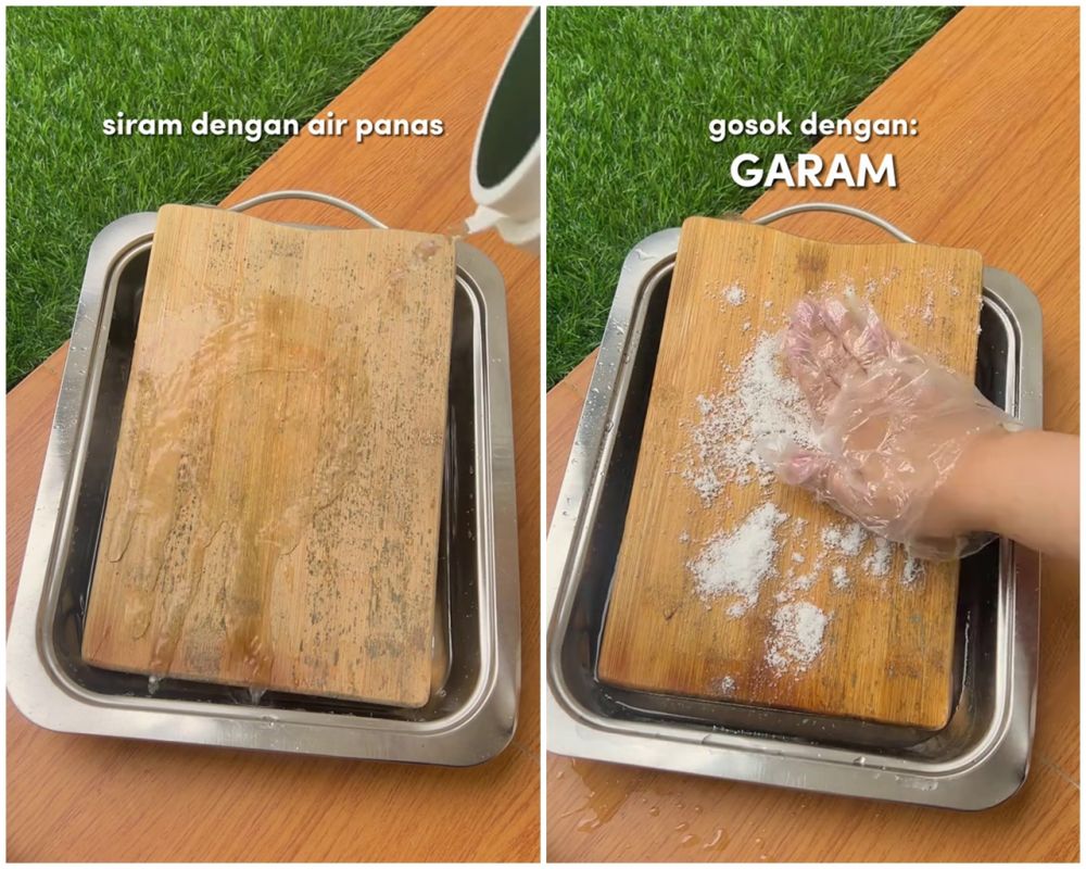 Cara hilangkan jamur di talenan kayu ini hasilnya bersih seperti baru, pakai 3 bahan dapur