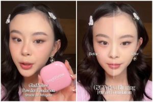 Review Glad2Glow Blurring Powder Foundation bisa tutupi imperfection wajah, makeup jadi sat-set