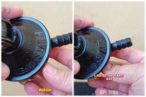 Bisa bikin gas mampet, ini trik membersihkan regulator kotor dan penuh noda hitam cuma pakai 1 alat