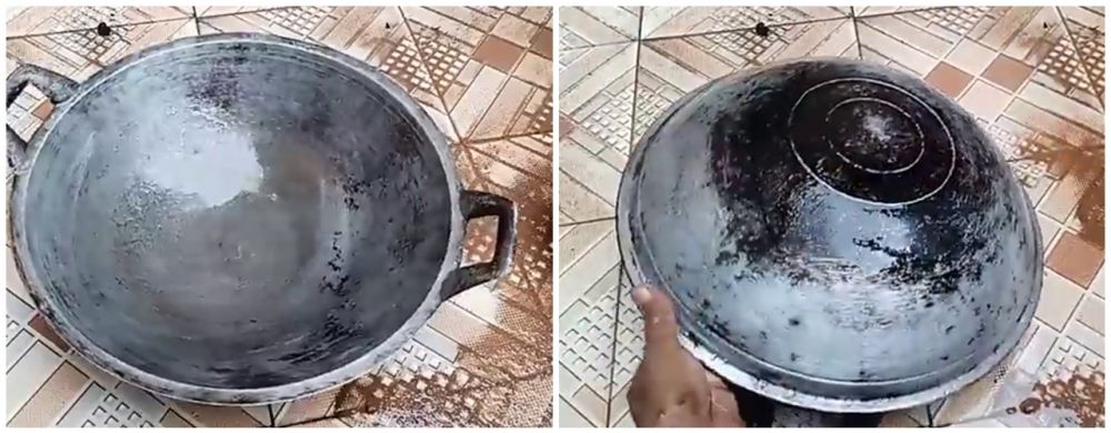Cara menghilangkan kerak gosong di pantat wajan jadul pakai 3 bahan dapur, tidak perlu pakai cuka