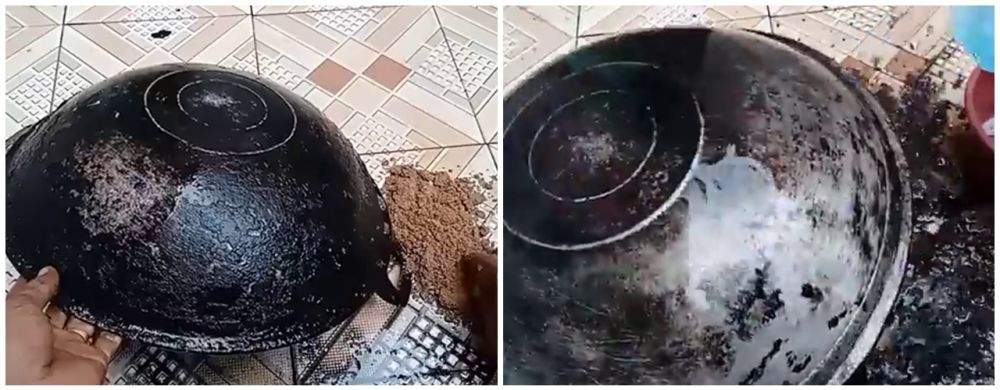 Cara menghilangkan kerak gosong di pantat wajan jadul pakai 3 bahan dapur, tidak perlu pakai cuka