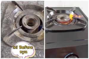 Tanpa cairan khusus, cara bersihkan kompor lama berjamur dan berminyak ini cuma pakai 2 bahan