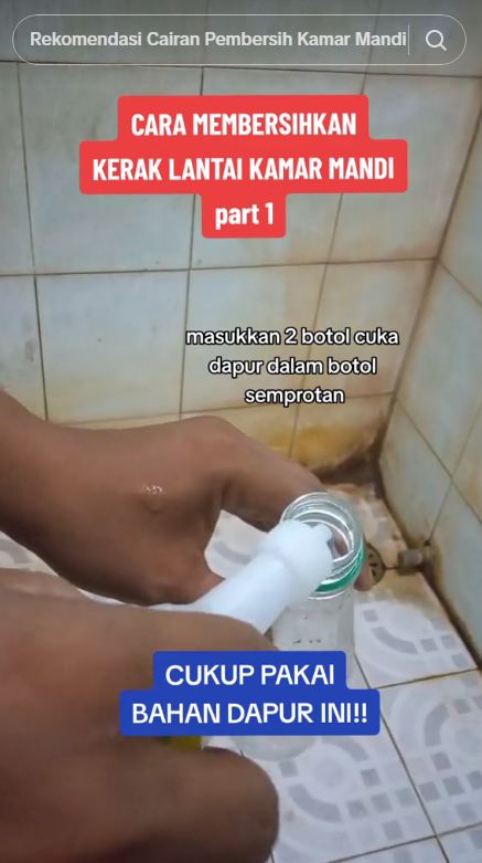 Cara membersihkan kerak di lantai kamar mandi cuma andalkan 1 bahan dapur, tanpa digosok sitrun