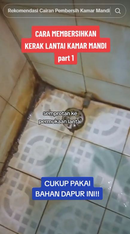 Cara membersihkan kerak di lantai kamar mandi cuma andalkan 1 bahan dapur, tanpa digosok sitrun
