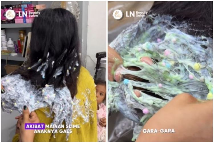 Rambut jadi korban slime anaknya, perjuangan hair stylish bersihkan rambut emak-emak ini berbuah manis