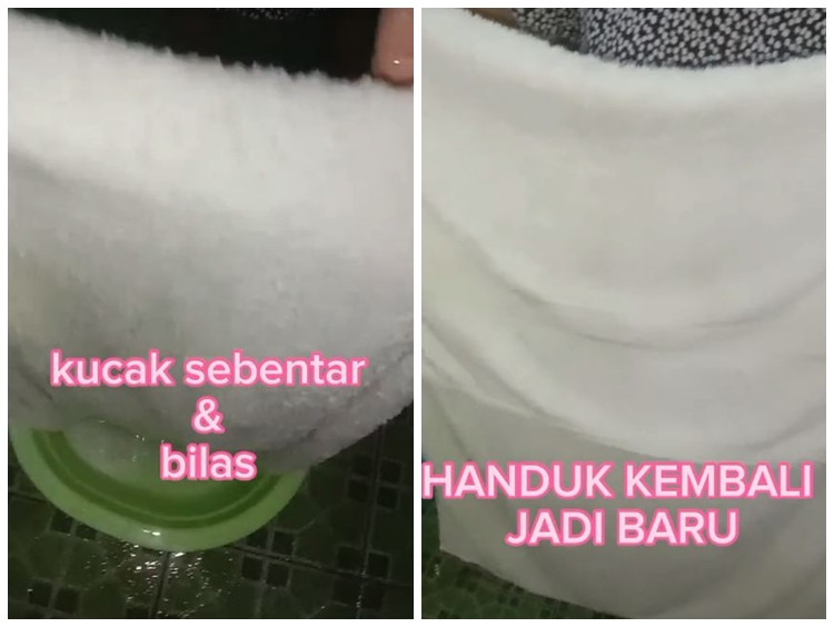 Tak pakai sabun atau sitrun, ini cara mencuci handuk bau apek dan noda hitam cuma tambah 1 bahan dapur