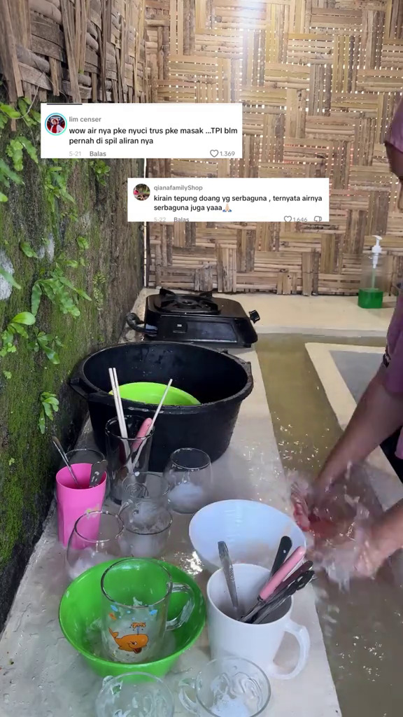Dapur ini punya tempat cuci piring unik ala selokan mengalir yang tuai pro-kontra, intip 7 potretnya