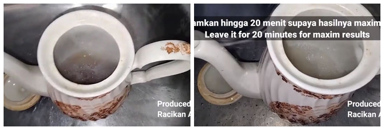 Andalkan 2 bahan dapur sederhana, ini cara menghilangkan kerak tebal bekas minuman di teko keramik