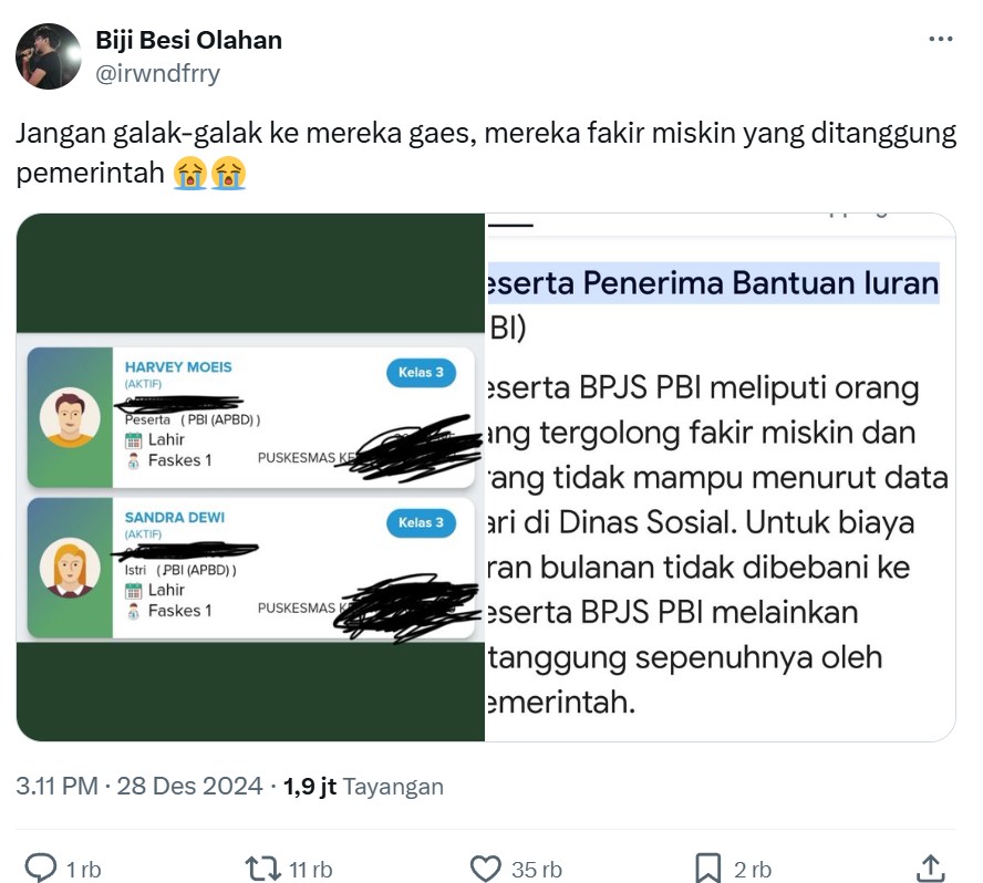 Sandra Dewi dan Harvey Moeis masuk BPJS ditanggung pemerintah, ini penjelasan dari BPJS Kesehatan