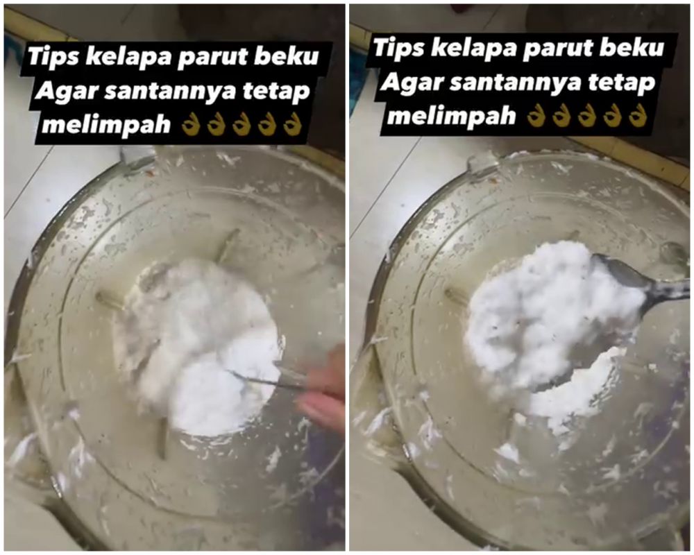 Trik peras kelapa parut beku agar hasil santannya melimpah dan kental, rahasianya di 1 bahan ini