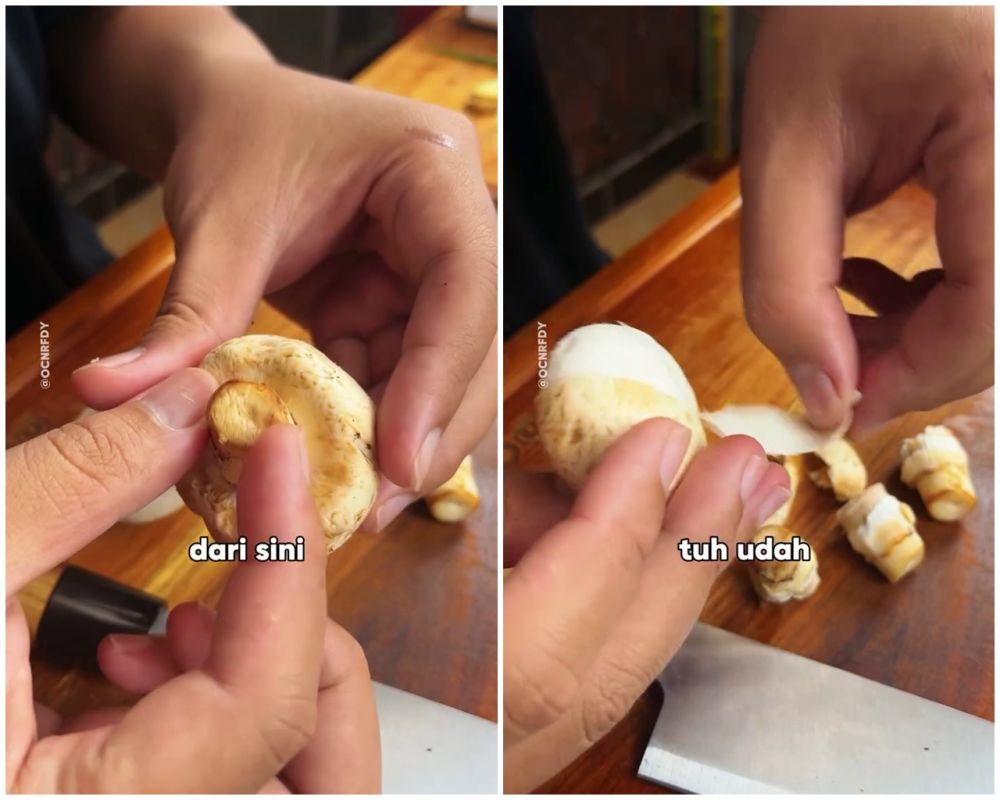 Jangan dibilas air, trik praktis bersihkan jamur kancing ini jadi tidak lembek saat dimasak