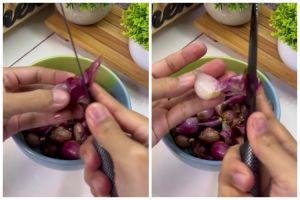 Tanpa direndam dulu, ini trik cepat mengupas bawang merah agar nggak bikin mata perih