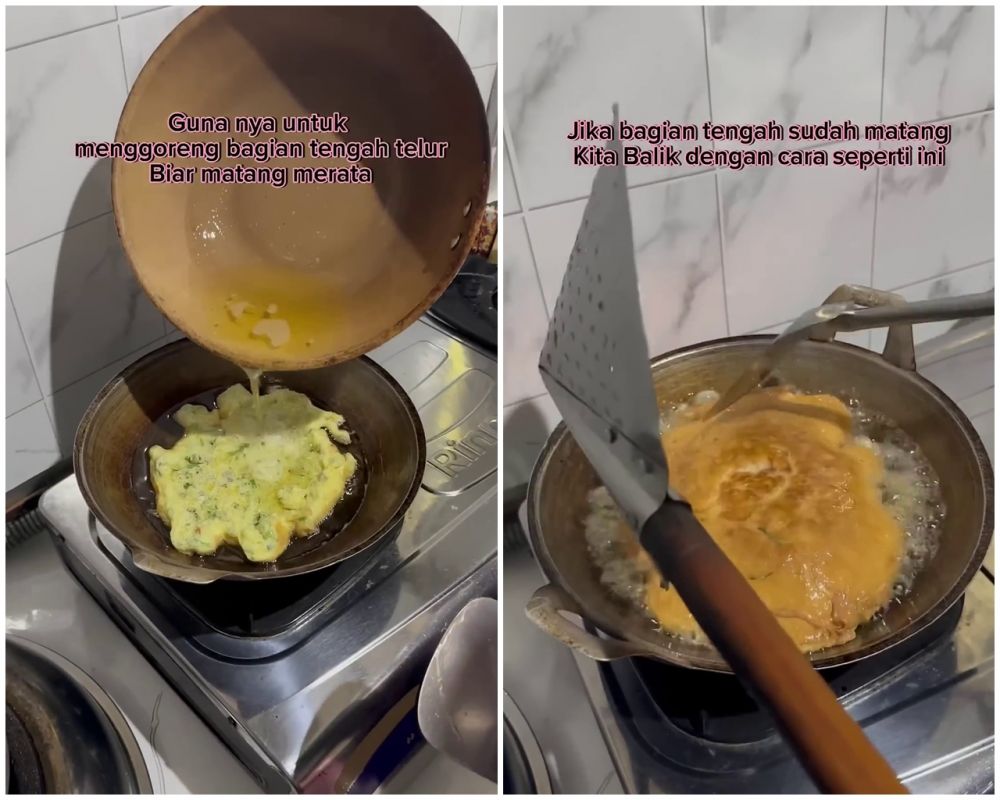 Tanpa tambahan tepung atau air, begini cara bikin telur dadar ala Padang tebal, padat, dan antikempis