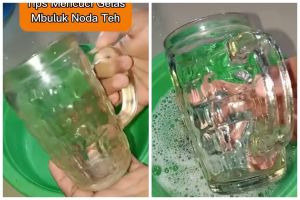 Tak perlu direndam air panas dan sitrun, ini cara cuci gelas buluk penuh kerak teh agar bening kembali