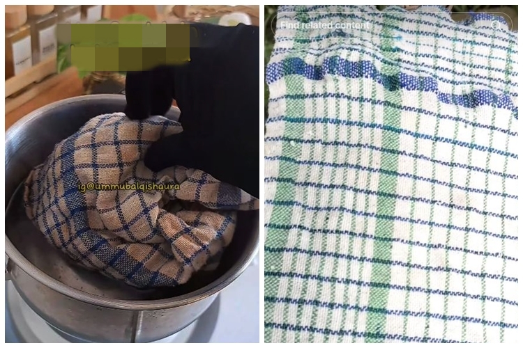 Trik mengembalikan lap dapur kumal dan berminyak jadi bersih lagi cuma pakai 1 bahan dapur