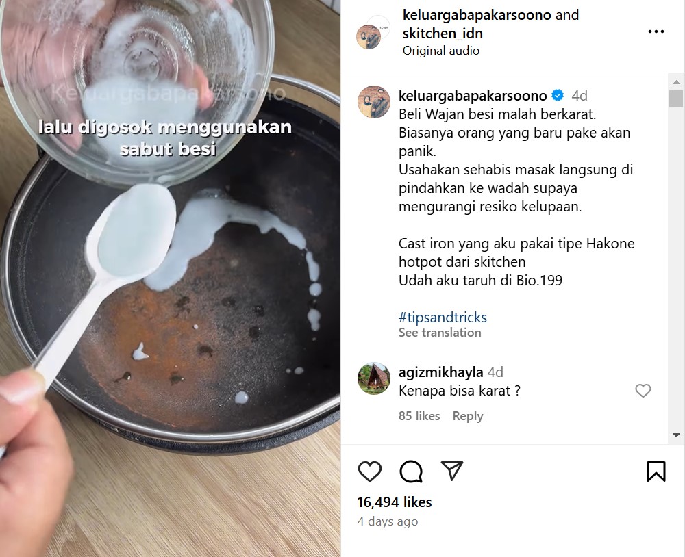 Wajan besi malah berkarat, ini trik hilangkan nodanya agar kinclong dan antilengket saat dipakai