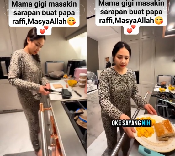 Momen Nagita Slavina siapkan sarapan untuk Raffi Ahmad, penampakan air minumnya bikin salfok