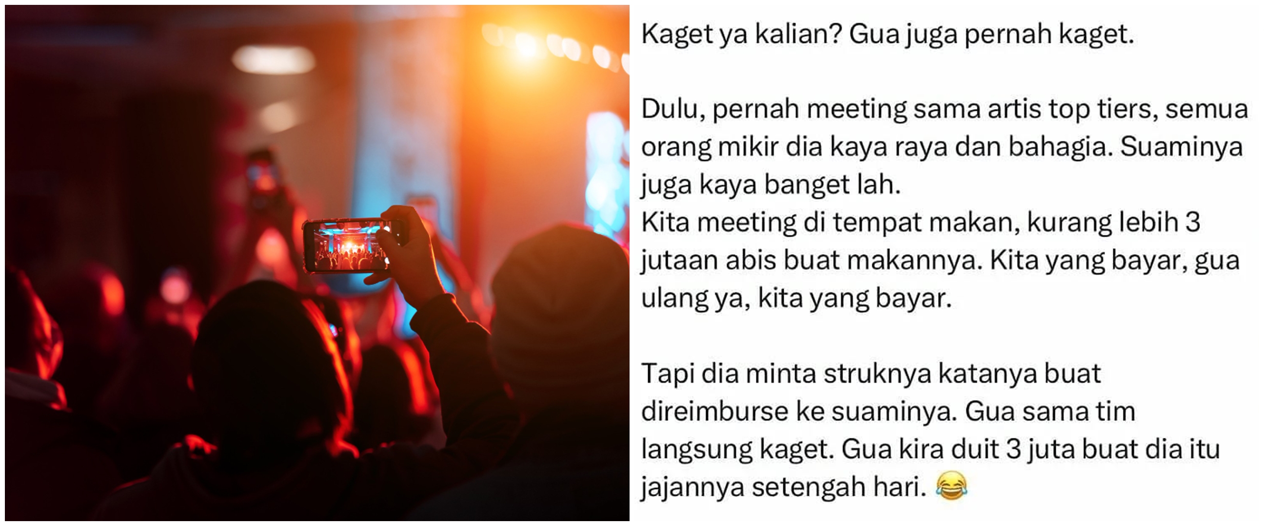 Curhatan warganet pernah kerja bareng selebriti ini bikin bengong, ternyata besar gengsi minim duit