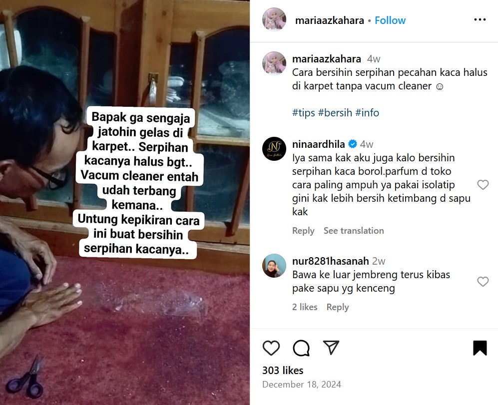 Tak perlu vacum cleaner, ini trik aman bersihkan serpihan kaca halus di karpet tanpa dijemur