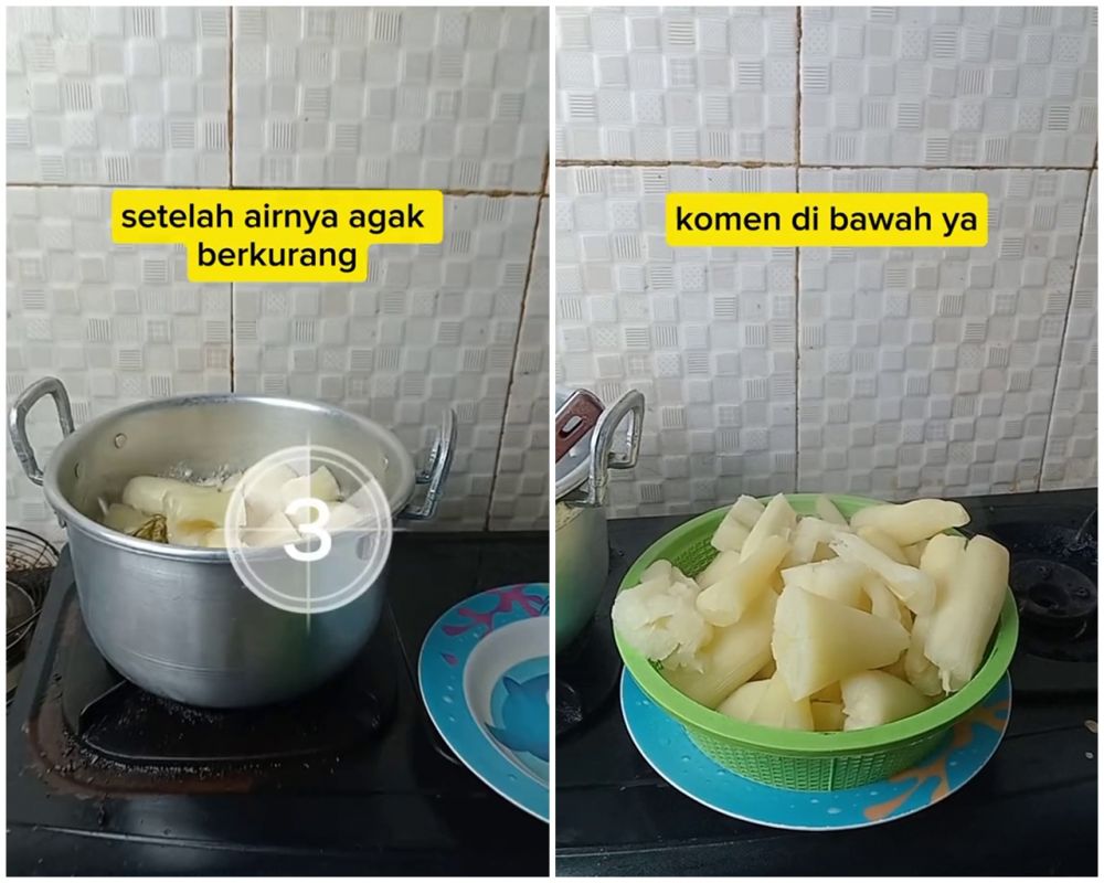 Trik merebus singkong agar lebih hemat gas ini bikin empuk, lembut, dan merekah cuma dalam 10 menit