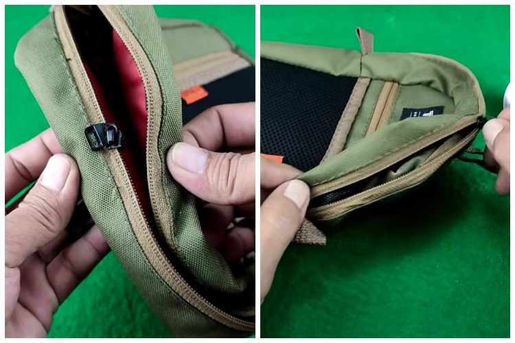 Tak repot ke tukang jahit, cara bapak-bapak perbaiki resleting tas lepas ini cepat, pakai 1 alat dapur