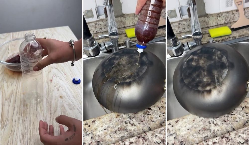 Cara ampuh mengembalikan pantat wajan gosong jadi kinclong lagi, cepat dengan tambahan 1 jenis minuman