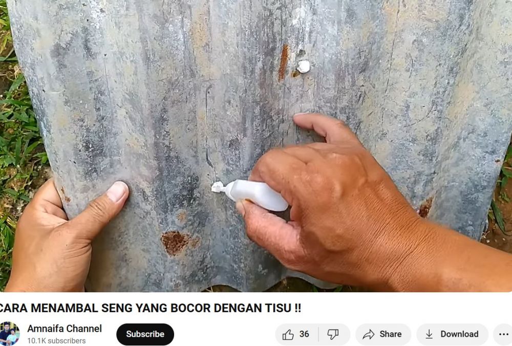 Tanpa racikan lem khusus, ini trik menambal atap seng berlubang dan bocor cuma dengan 1 alat sederhana