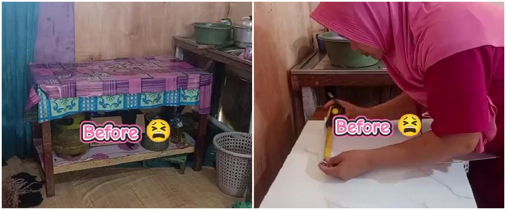 Dari buluk jadi estetik serba pink, 9 potret makeover dapur ini cuma andalkan wallpaper